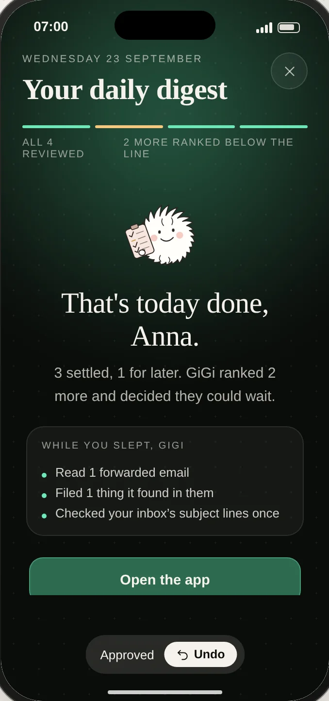 That’s today done, Anna