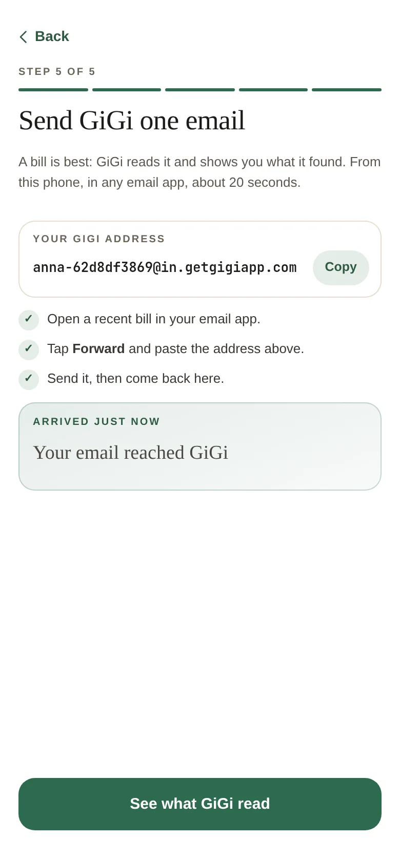 Your email reached GiGi